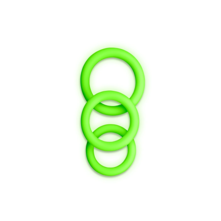 Ouch! Glow in the Dark 3-Piece Luminous Silicone Ring Set