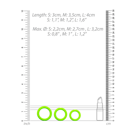 Ouch! Glow in the Dark 3-Piece Luminous Silicone Ring Set