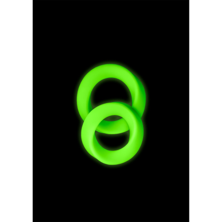 Ouch! Glow in the Dark Comfort Ring Set 2pcs Flexible Green