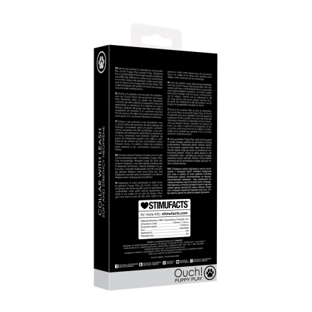 Ouch! Neoprene Adjustable Collar with Leash - Black, Comfortable Fit