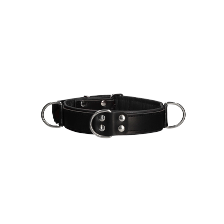 Master Series Deluxe Bondage Collar One Size Adjustable Leather Black