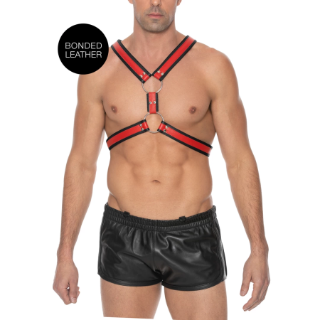 Scottish Bonded Leather Harness L/XL - Adjustable Stainless Steel Detail