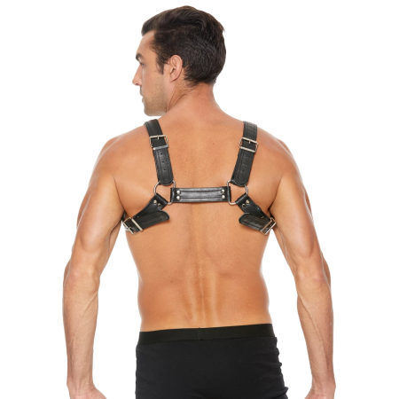 Kiotos Leather Bulldog Harness S/M - Adjustable Buckle System, Black