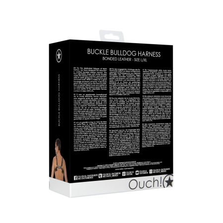 Ouch! Leather Bulldog Harness L/XL - Adjustable Straps & Buckles