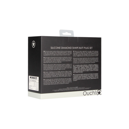 Sinner Gear Diamond Silicone Anal Plug Set with Suction Base Black