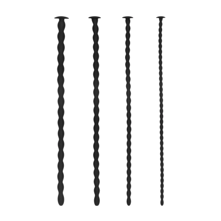 OUCH! Silicone Spiral Plug Set Advanced 4 Sizes Medical Grade Black