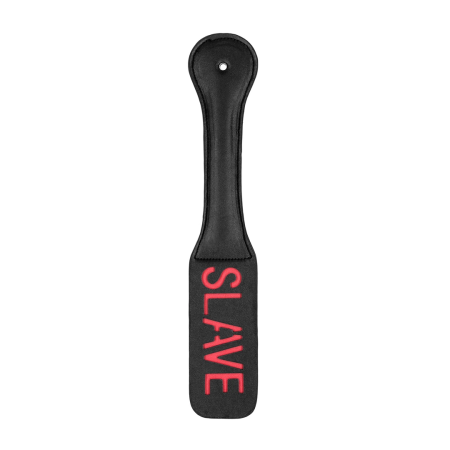 Ouch! Paddle SLAVE Reversed Lettering Black Leather Impact Tool
