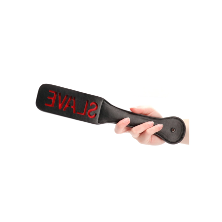 Ouch! Paddle SLAVE Reversed Lettering Black Leather Impact Tool