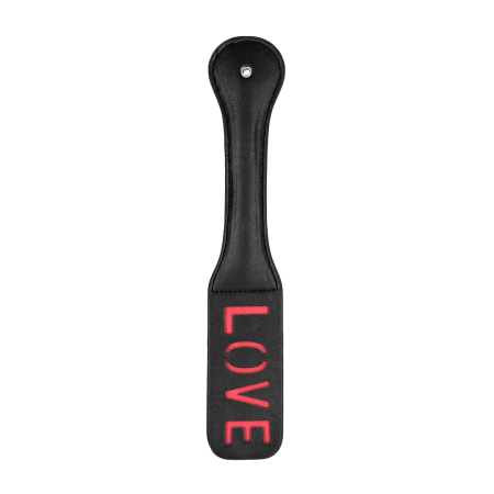 Ouch! Paddle LOVE Reversible Embossed Leather Impact Tool Black