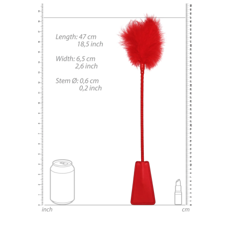 Ouch! Crop with Feathers - Dual-Texture Impact Tool, Black