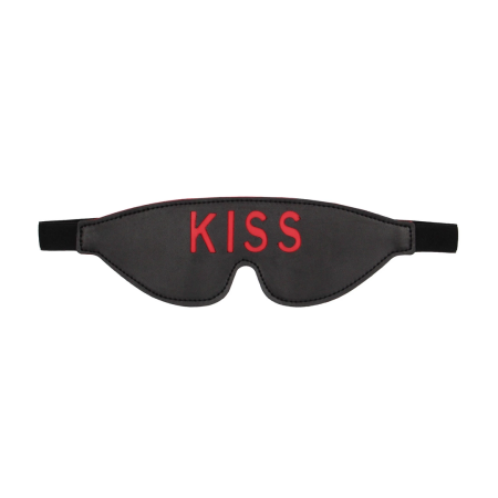 OUCH! Leather Eye Mask KISS Design Black-Red Adjustable Strap