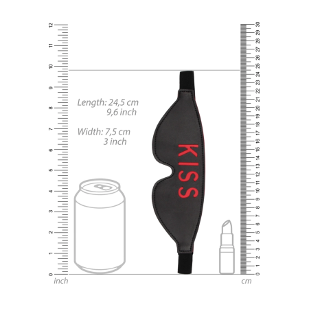 OUCH! Leather Eye Mask KISS Design Black-Red Adjustable Strap