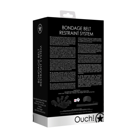 Shots Bondage Belt Restraint System Adjustable Kit Black 40" Waist