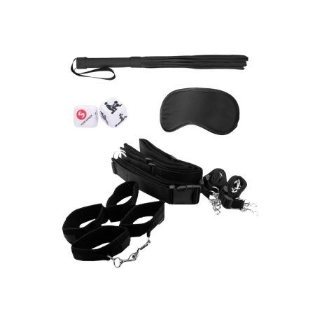 Shots Bondage Belt Restraint System Adjustable Kit Black 40" Waist
