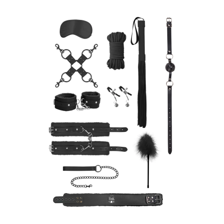Shots Advanced Bondage Kit with Furry Cuffs, Satin Mask & Rope 10m