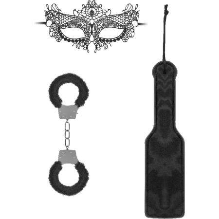 EasyToys Introductory Bondage Kit #3 Lace Mask, Leather Paddle, Metal Cuffs