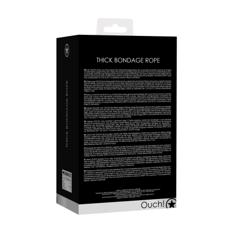 OUCH! Cotton-Silk Bondage Rope 10m - Thick, Durable Comfort, Black/Red