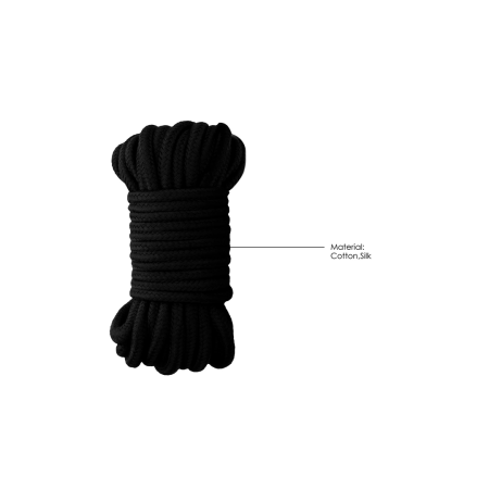 OUCH! Cotton-Silk Bondage Rope 10m - Thick, Durable Comfort, Black/Red