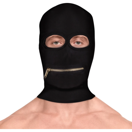 Ouch! Xtreme Zipper Hood Mask with Adjustable Mouth Closure Black