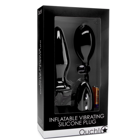 Ouch! Vibrating Inflatable Silicone Plug Black - Adjustable Size System