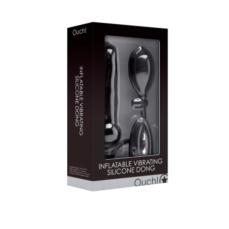 Shots Inflatable Vibrating Silicone Intimate Device Black 22 cm