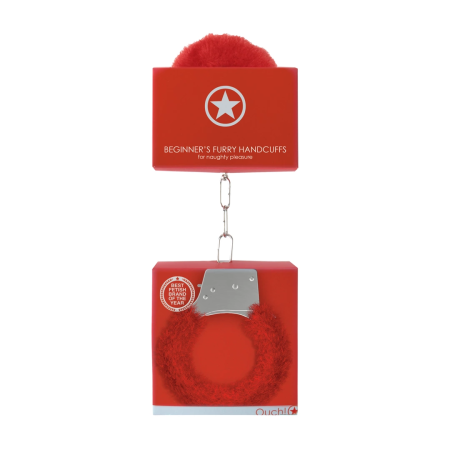 Ouch! Beginner Handcuffs Furry - Soft Adjustable Restraint, Black