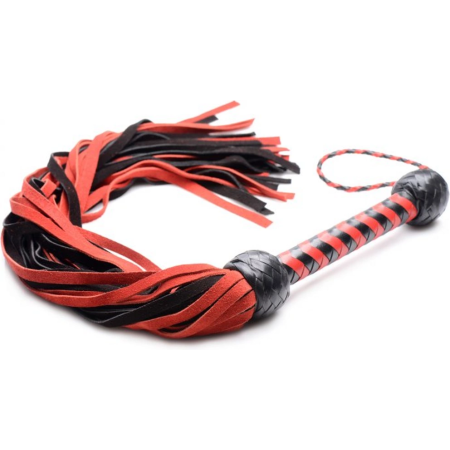 XR Brands Suede Flogger Red & Black Braided Handle 53 cm