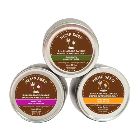 Earthly Body Massage Candle Trio Set 3x57g - Skinny Dip, Guavalava, Dreamsicle