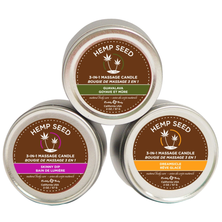 Earthly Body Massage Candle Trio Set 3x57g - Skinny Dip, Guavalava, Dreamsicle