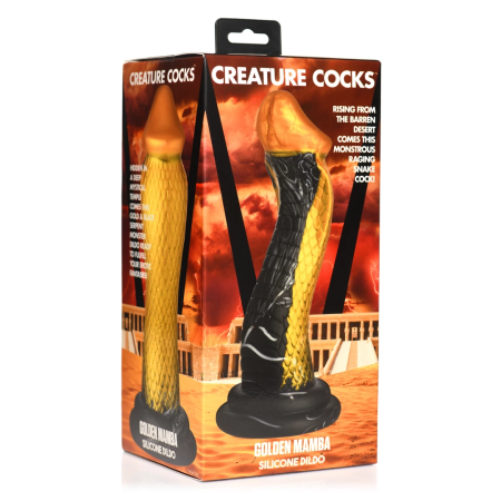 XR Brands Golden Snake Silicone Intimate Toy Gold-Black Large