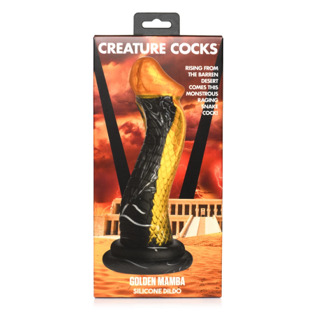 XR Brands Golden Snake Silicone Intimate Toy Gold-Black Large