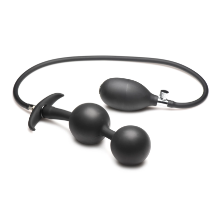 XR Brands Ass Rattler Inflatable Silicone Plug with Weights Black