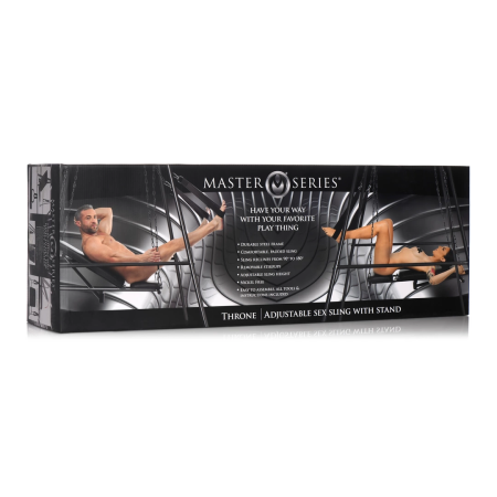 Throne Adjustable Support Sling Chair with Steel Stand, Vegan Leather, Black