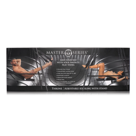 Throne Adjustable Support Sling Chair with Steel Stand, Vegan Leather, Black