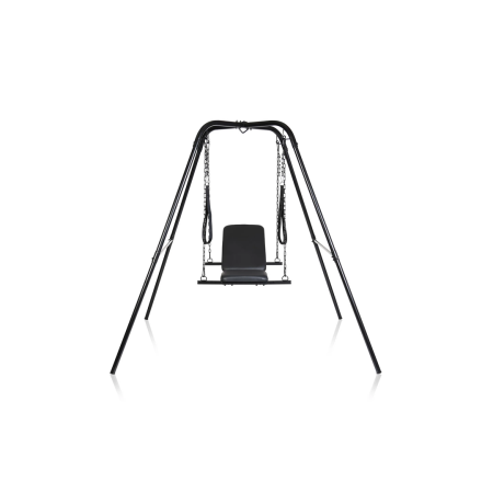 Throne Adjustable Support Sling Chair with Steel Stand, Vegan Leather, Black