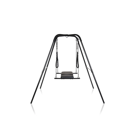 Throne Adjustable Support Sling Chair with Steel Stand, Vegan Leather, Black