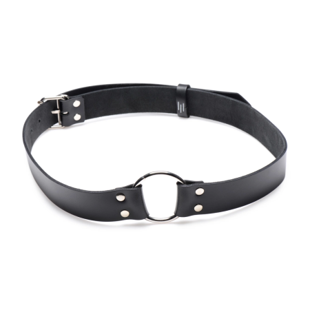 XR Brands Leather Chair Harness with Adjustable Ring, Black