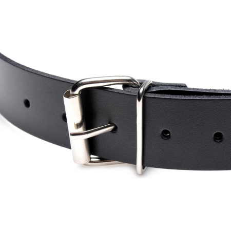 XR Brands Leather Chair Harness with Adjustable Ring, Black