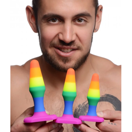 XR Brands Rainbow Silicone Anal Trainer Set - 3-Piece Graduated Plugs