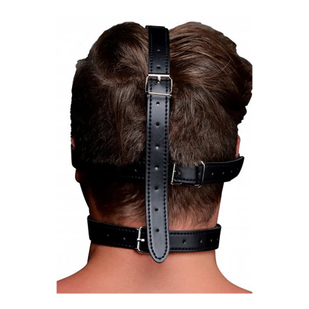 Sex & Mischief Blindfold Harness with Red Ball Gag Adjustable Black