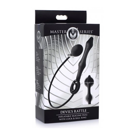 XR Brands Master Series Devils Rattle Inflatable Silicone Plug & Dual Ring