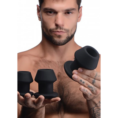 XR Brands Gape-Grommets Silicone Hollow Dilator Set 3 Sizes Black