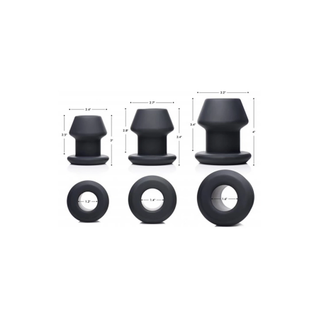 XR Brands Gape-Grommets Silicone Hollow Dilator Set 3 Sizes Black