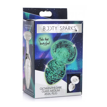 Booty Sparks Medium Glass Plug Glow-In-The-Dark Borosilicate Green