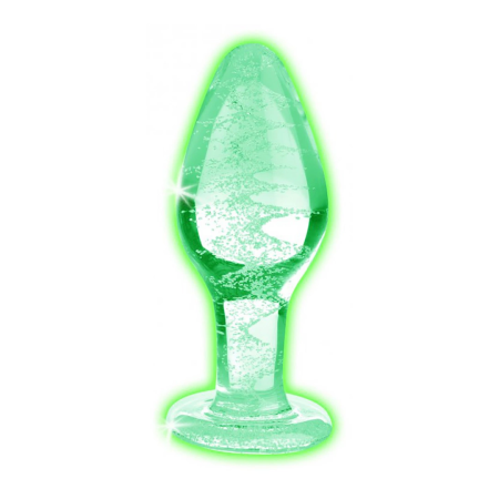 Booty Sparks Glass Plug Large - Glow-in-the-Dark, Borosilicate Glass