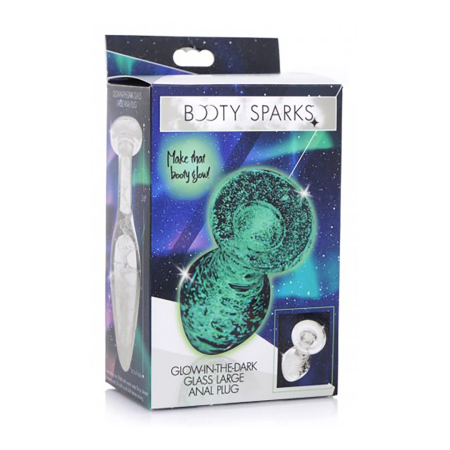 Booty Sparks Glass Plug Large - Glow-in-the-Dark, Borosilicate Glass