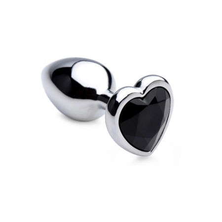 Black Heart Aluminum Intimate Plug Small - Lightweight, Nickel-Free, Black