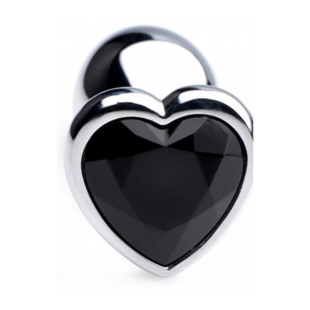 Black Heart Aluminum Intimate Plug Small - Lightweight, Nickel-Free, Black