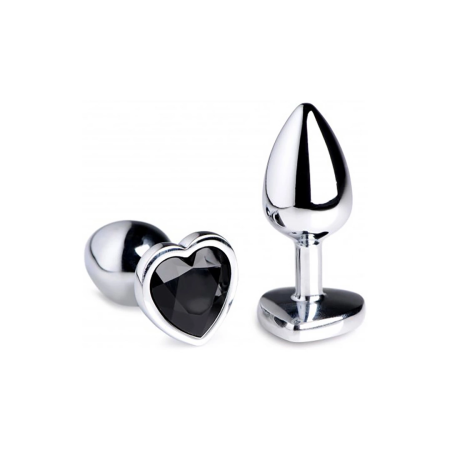Black Heart Aluminum Intimate Plug Small - Lightweight, Nickel-Free, Black