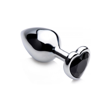 Black Heart Medium Anal Plug Aluminum Alloy Weighted Design